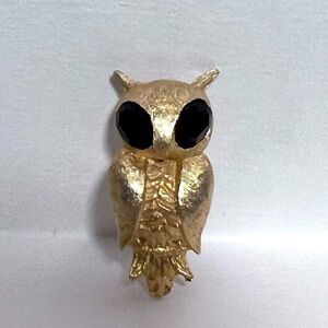 Ledo 1962 Owl Pin Rhinestone Eyes Vintage